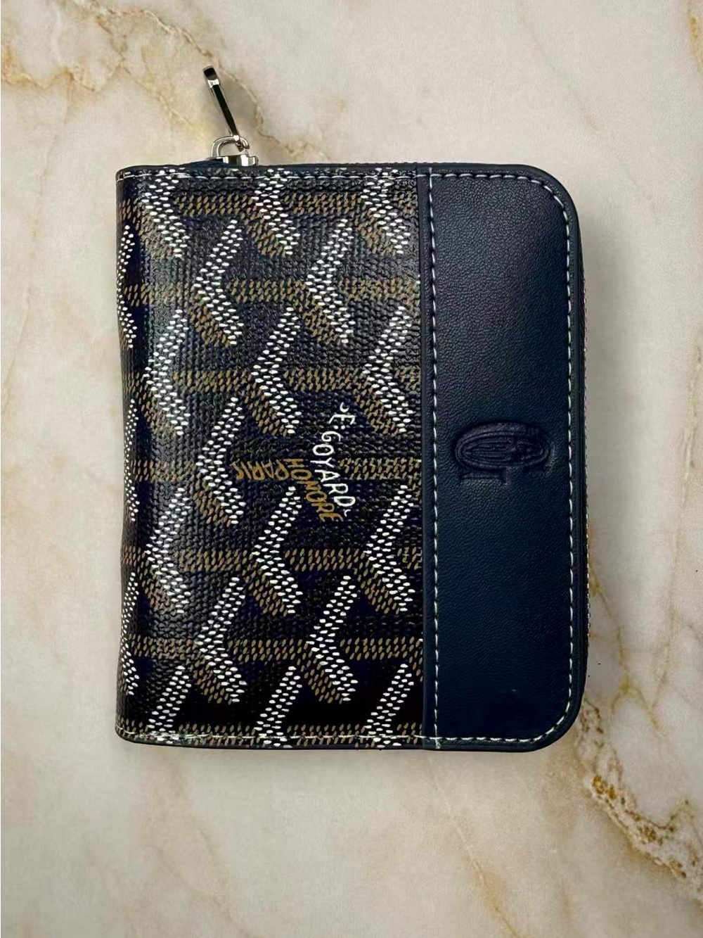 Goyard Black and Brown Coated Canvas Zip Card Holder